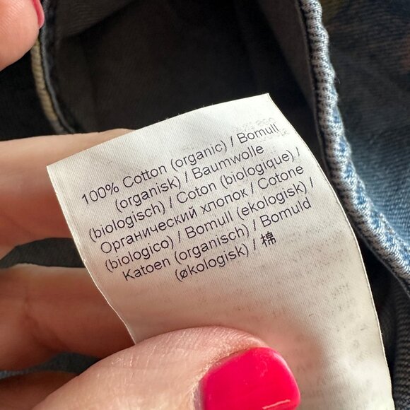 Ganni Printed Indigo Frill Collar Shirt Womens Size 44 US 14 Cottagecore Femme - Picture 12 of 13